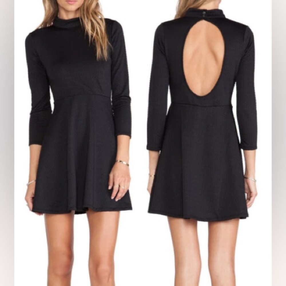 Free People Flirt n Flare Textured Dress NWT, Black XS